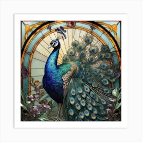 Peacock Stained Glass 4 Art Print