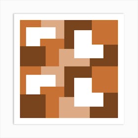 Brown Abstract Square Tiles Art Print