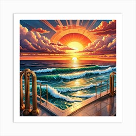 Sunset On The Beach Art Print