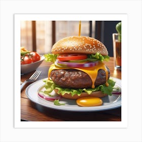 Hamburger On A Plate 184 Art Print