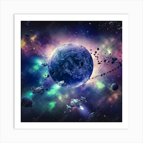 Spaceships And Planets Art Print