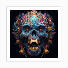 Skull With Flowers 2 Art Print