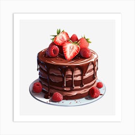 Chocolate Cake With Strawberries 15 Art Print