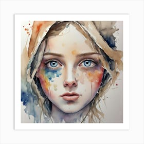 Watercolor Of A Girl 32 Art Print