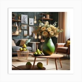 Living Room With Green Vase Art Print