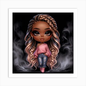 Black Girl In Smoke Art Print