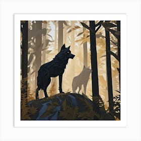 Wolf In The Woods 32 Art Print