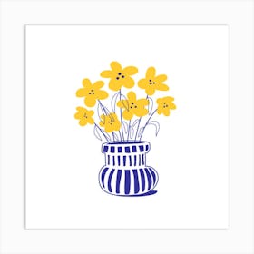 Yellow Flowers In A Vase Art Print