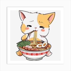 Trending Kawaii Neko Ramen Cute Ramen Cat Japanese Art Print