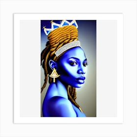 Blue Woman With Dreadlocks Art Print