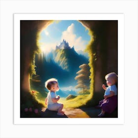 Two Children And The Castle Art Print