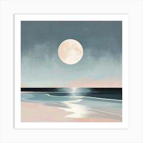 Full Moon At The Beach 2 Art Print