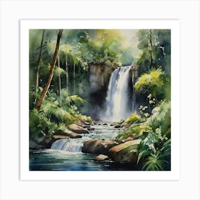 Waterfall In The Jungle 2 Art Print