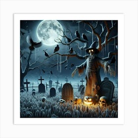 Halloween Graveyard 3 Art Print
