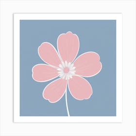 A White And Pink Flower In Minimalist Style Square Composition 116 Art Print