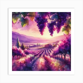 Vineyard Landscape Painting 3 Art Print