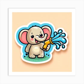 Cute Elephant Watering Art Print