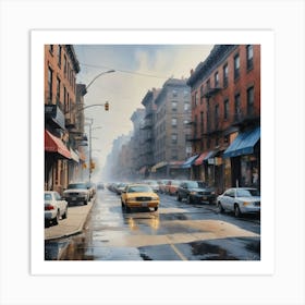 Wet Street of Brooklyn Art Print