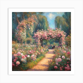 Claude Monet'S Rose Garden Art Print