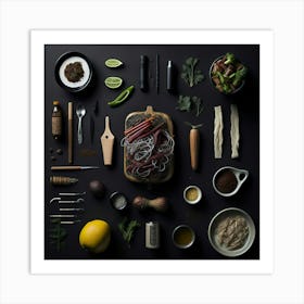 Barbecue Props Knolling Layout (67) Art Print