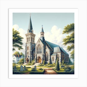 Church In The Countryside 1 Art Print