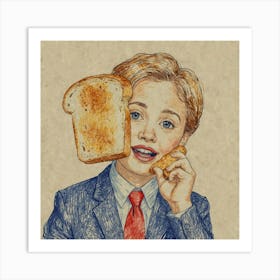 Boy With A Sandwich Art Print