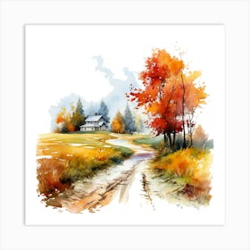 Watercolor Of Autumn 4 Art Print