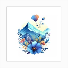 Blue Flowers In The Mountains Art Print