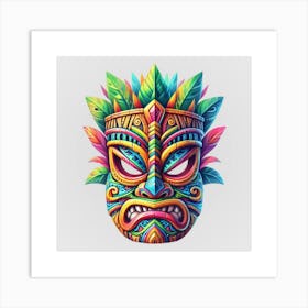 Watercolor Festival Tiki Mask 4 Art Print