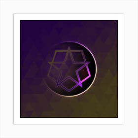 Geometric Neon Glyph on Jewel Tone Triangle Pattern 215 Art Print