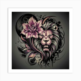 Lion Head Tattoo Art Print