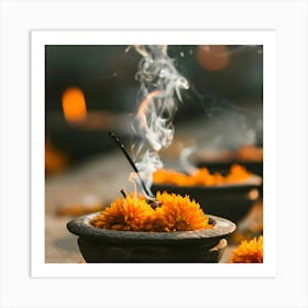 Incense Burning In A Bowl Art Print