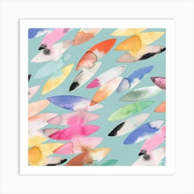 Surf Abstract Colorful Teal Square Art Print