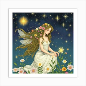 Fairy With Flowers Art Print