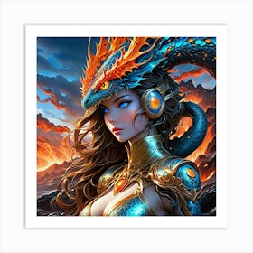 Dragon Girl DJ Art Print