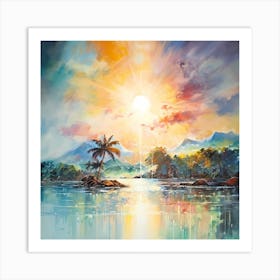 AI Tropical Tranquility: Azure Dreams Art Print