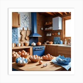 Blue Kitchen Art Print