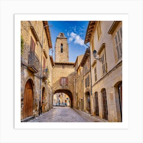 Narrow Cobblestone Street In A French Town Art Print