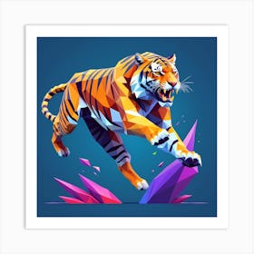 Tiger Jumping Art Print