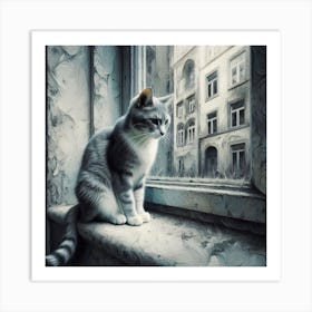 Cat In The Window 2 Art Print