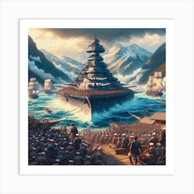 Battleship Battle Art Print