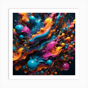 Abstract Colorful Paint Splash Art Print