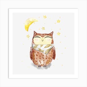 Owl In The Night Sky Art Print