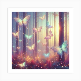 Fairy Forest With Butterflies Art Print