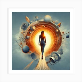 Woman Walking Through A Portal Art Print