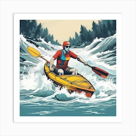 Man Kayaking In The River 1 Art Print