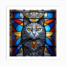 Cat, Pop Art 3D stained glass cat Egyptian pharaoh limited edition 47/60 Art Print