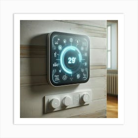 Smart Thermostat On A Wall Art Print