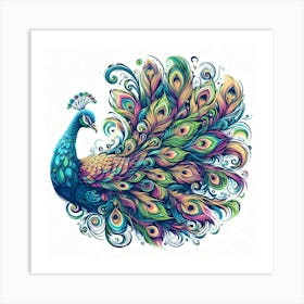 Illustration Peacock Art Print