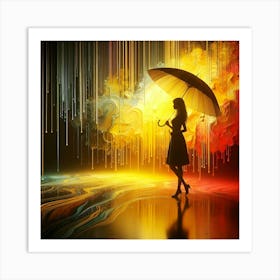 Abstract Woman With Umbrella Art Print